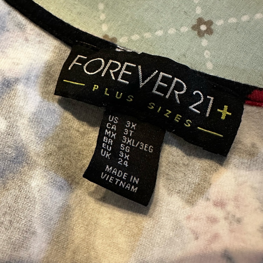 Forever 21 3X Floral Print Dress with Red and Yellow Roses stretchy - Picture 5 of 5